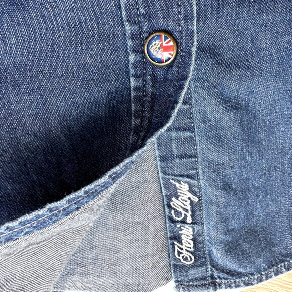 Vintage Rare Henri Lloyd Denim Blue 100% cotton logo signature made Portugal - M - Picture 7 of 9